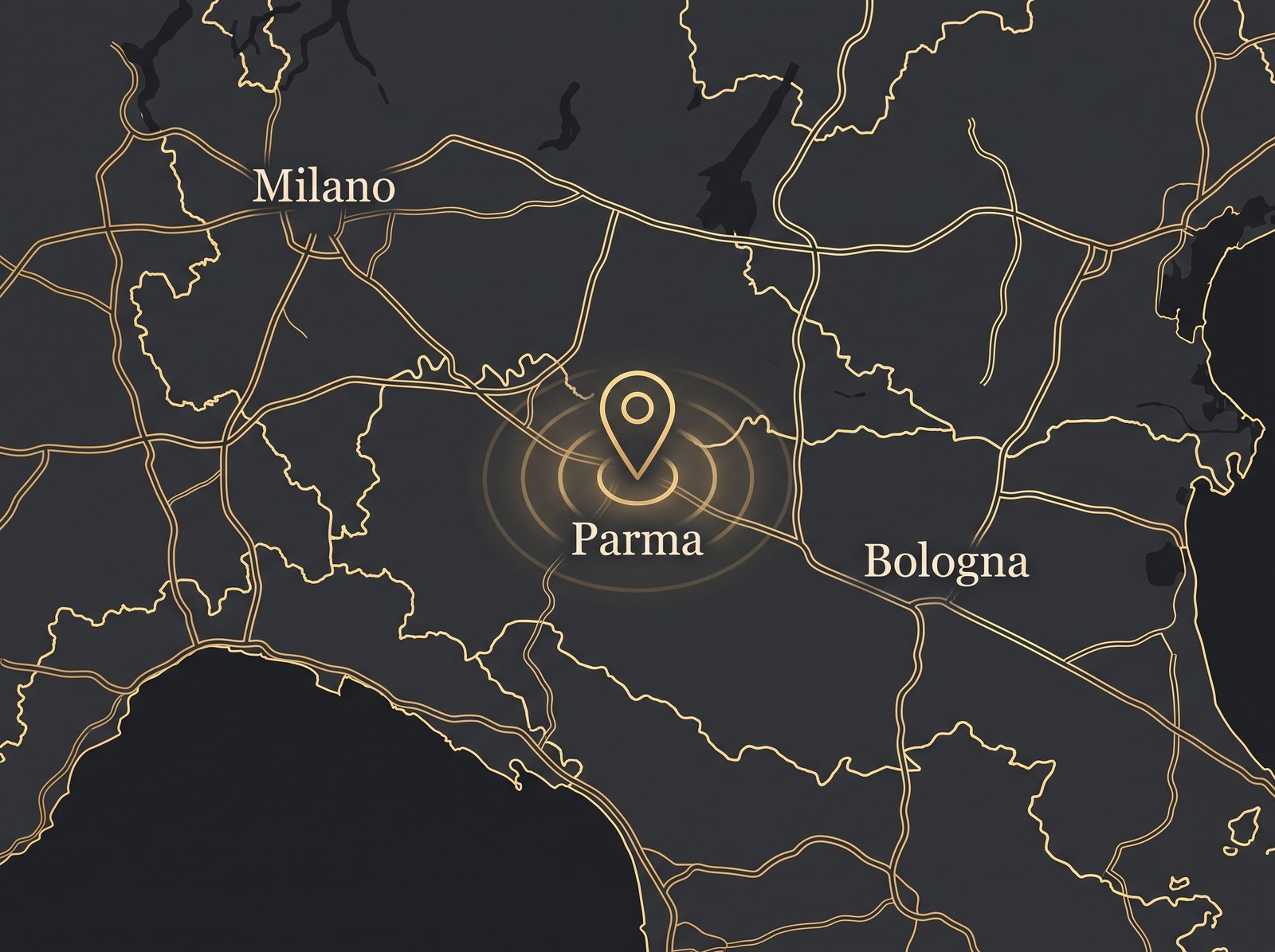 Mappa del Nord Italia con l'area operativa di LGD Experience